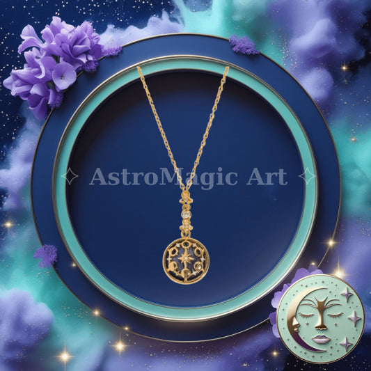 AstroMagic Dark Blue Sandstone Pendant Necklace — Starlit Dreams💙