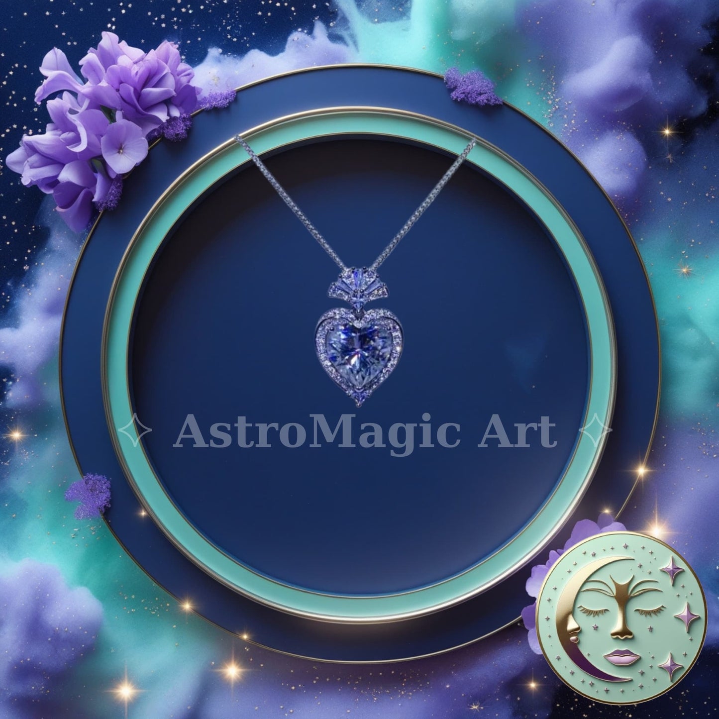 AstroMagic Heart Pendant Necklace — Love Among the Stars💖✨