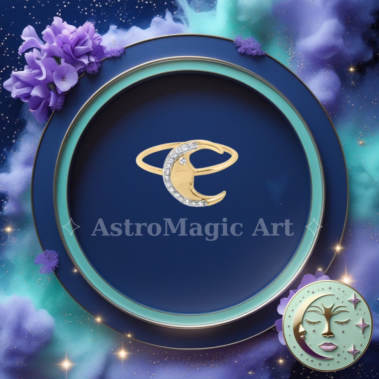 AstroMagic Gold Diamond Crescent Moon Ring  — Moonlight Whispers 🌙✨