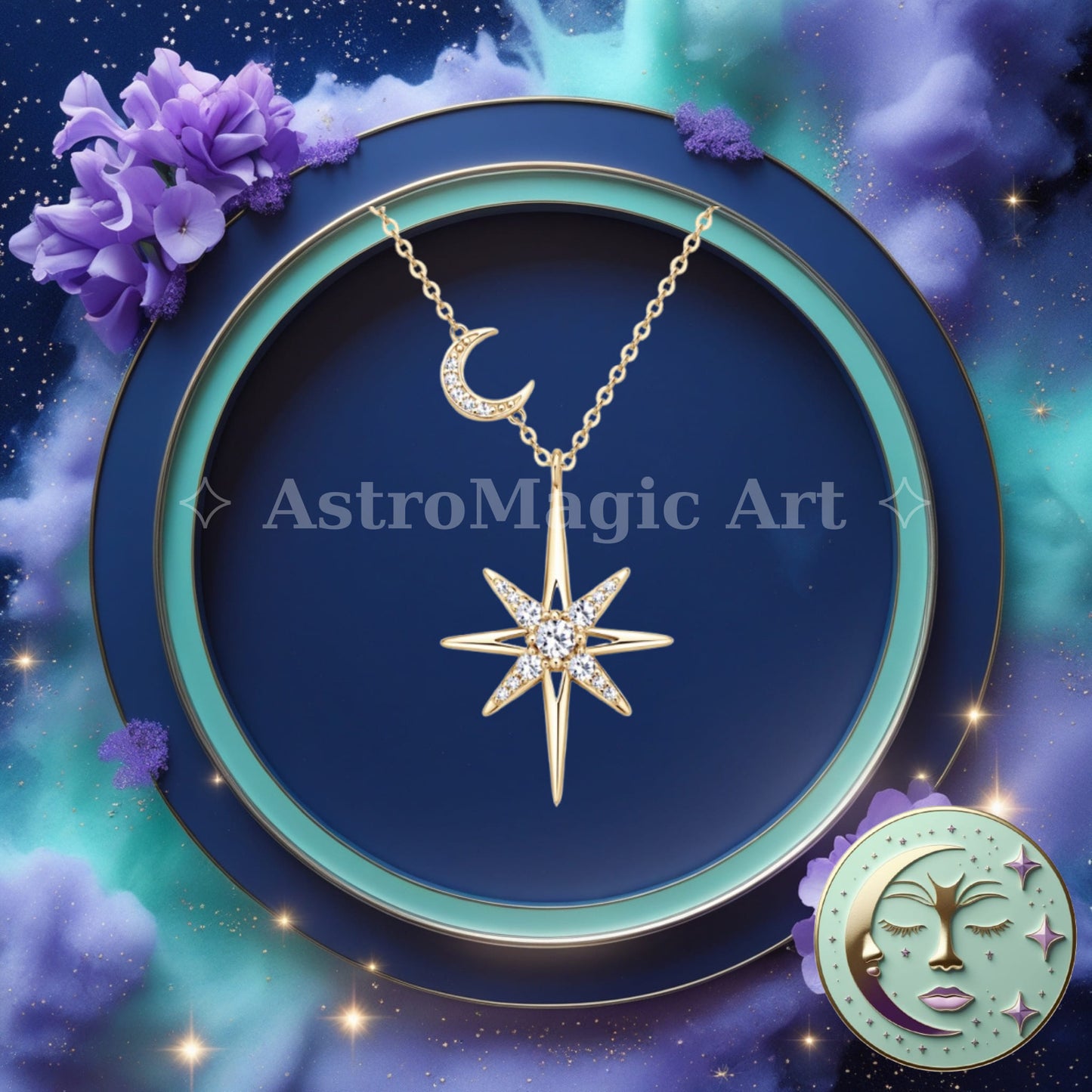 AstroMagic Moon & Big Star Necklace — Illuminate Your True Self ✨