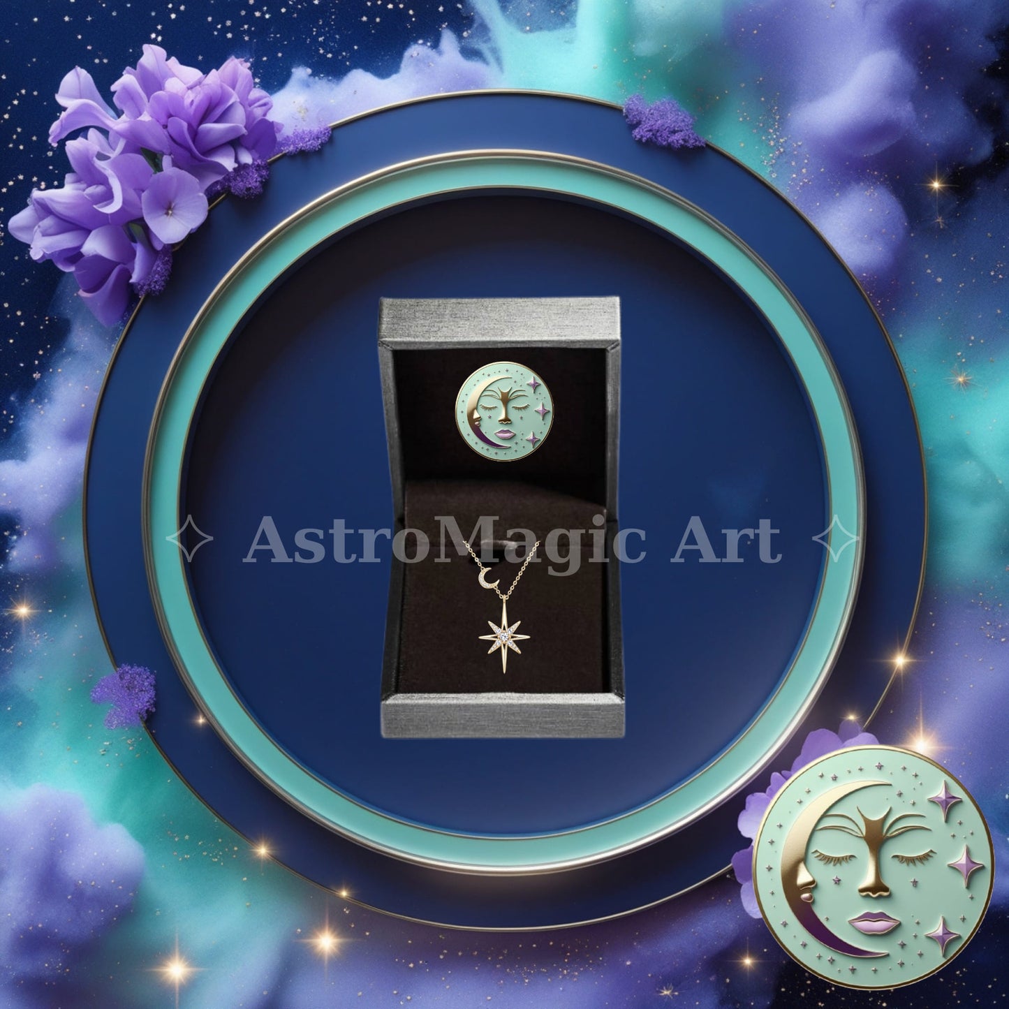 AstroMagic Moon & Big Star Necklace — Illuminate Your True Self ✨