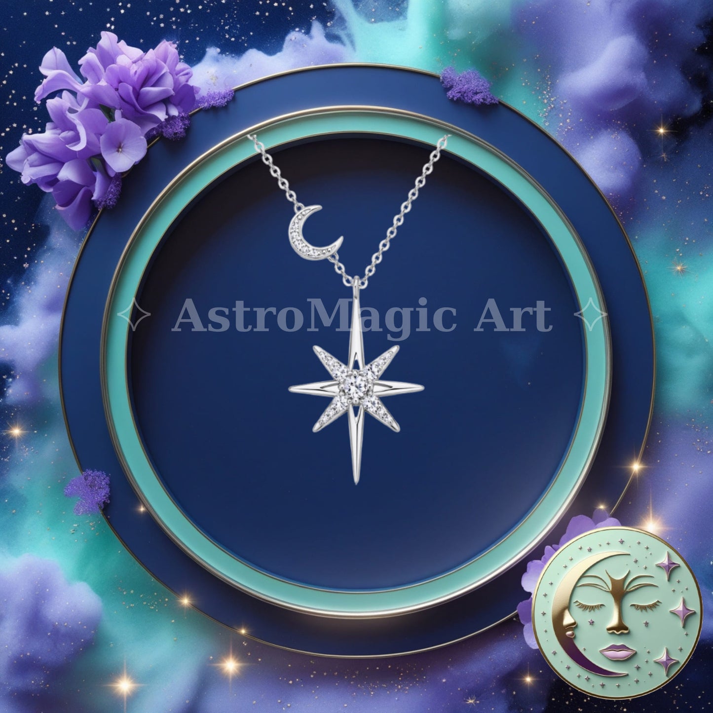 AstroMagic Moon & Big Star Necklace — Illuminate Your True Self ✨